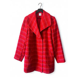 Cabi Red Textured Wool Blend Coat Jacket Medium Wide Collar